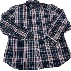 Nautica Shirt Mens XL Blue Red Green Plaid Classic Fit Button Down Long Sleeve